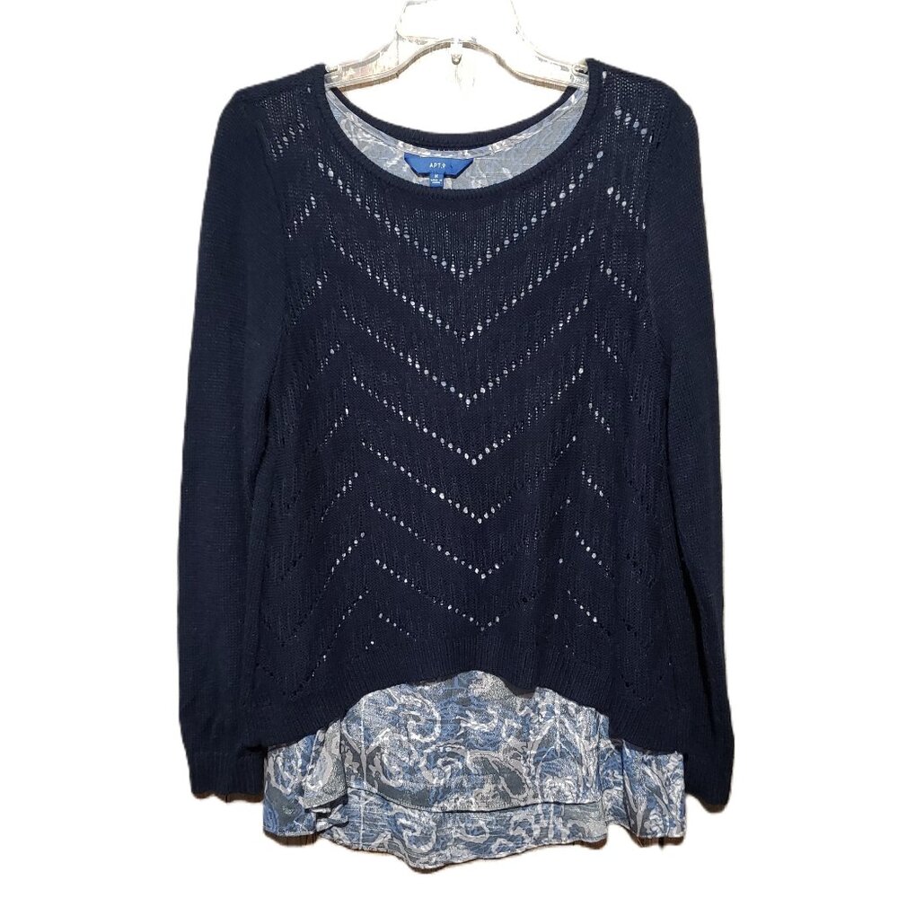 Apt 9 M Blue Layered Sweater Flowy Boho Coastal Cottage Career Casual Cozy
